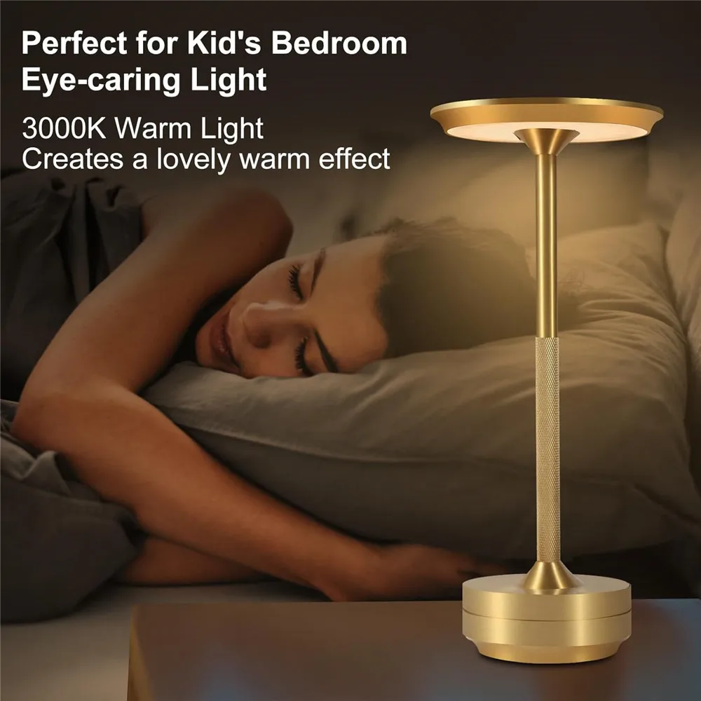 LED 알루미늄 합금 방수 충전식 책상 램프, 터치 디밍 금속 테이블 램프, 바..