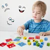 Cube Face Change Building Blocks Board Game Wood Puzzle Montessori Expression Wooden Blocks Blocos For Children Kids Toys Gift 2