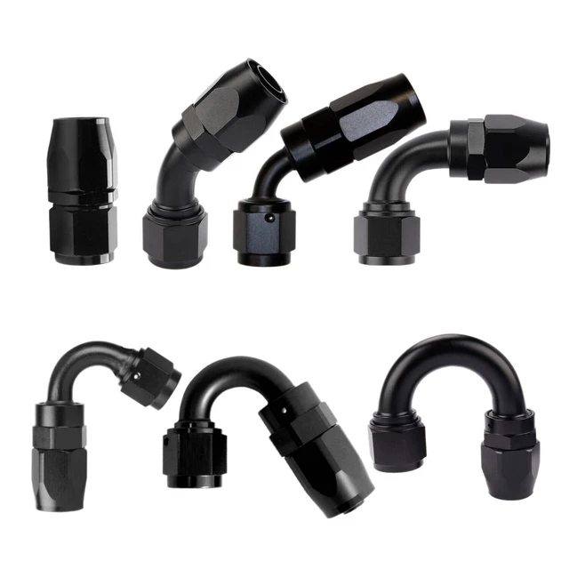 1 Pc Universal AN4 AN6 AN8 Straight 45 60 90 120 150 180 Degree Oil Fuel Swivel  Hose End Fitting Oil Hose End Adaptor Kit Black - AliExpress