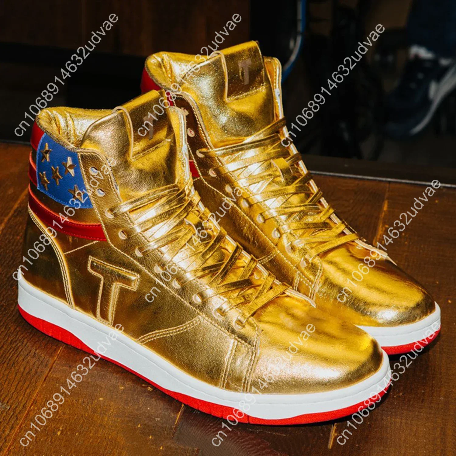2024 MAGA Trump Sneakers Never Surrender Pro Donald Distressed High Top Gold Sneakers Gym Shoes Men's Casual Boots Road Sneakers