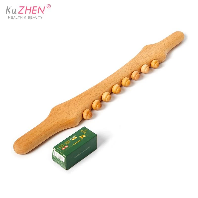 8beads Gua Sha Massage Stick Carbonized Wood Back Body Meridian