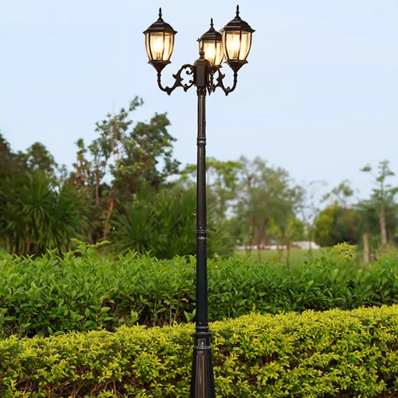 Waterproof high LED retro outdoor landscape courtyard 3m European style outdoor lawn lamp villa household garden street lighting 4
