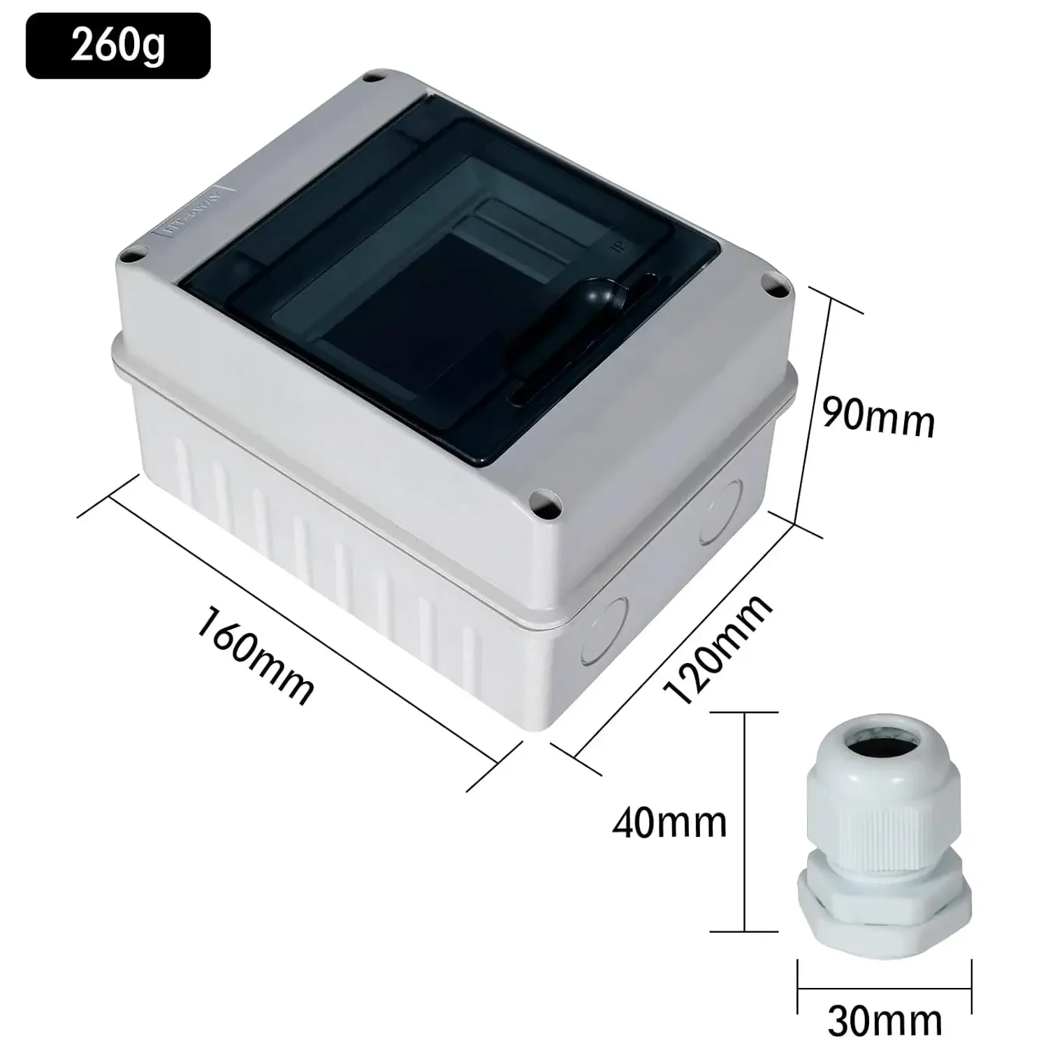 HT Series Junction Box 5/8/12 WAY PC Plastic IP65 Waterproof Fuse Boxes Terminal DIN Rail Outdoor Garden Distribution Box