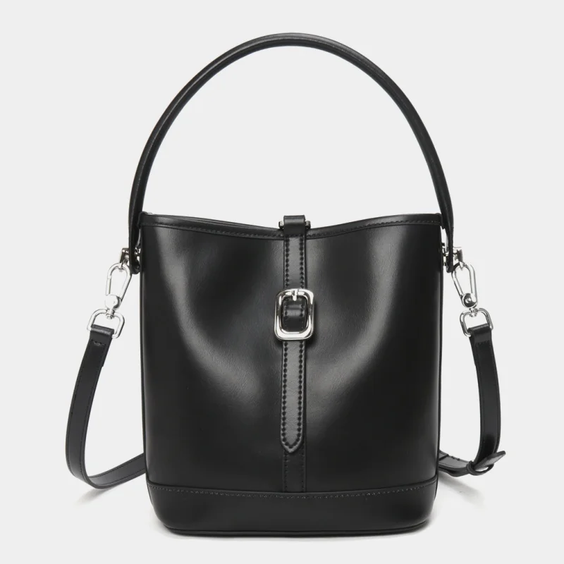 

Women Leather Handbags Luxury Bucket Bags Female Simple Multi-function Solid Shoulder Crossbody Bag Cowhide Trend Summer Bag