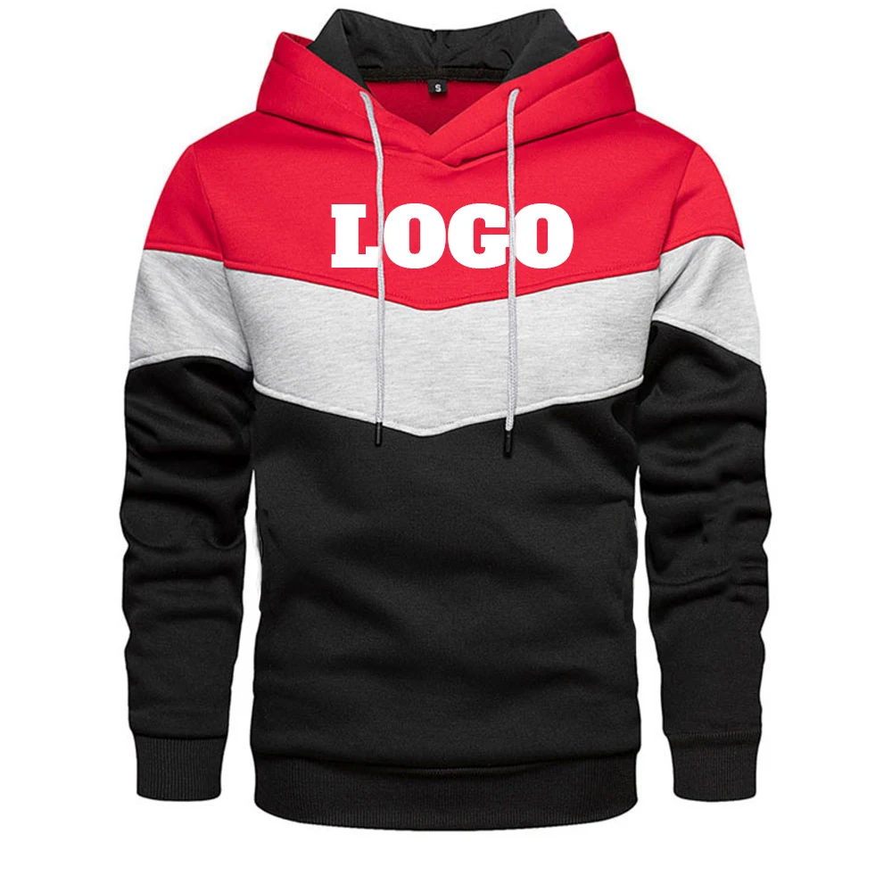 Spring Autumn Custom Logo Men's Hoodies Color Striped Slim Hooded Sweatshirts Mens Coats Male Casual Sportswear Streetwear