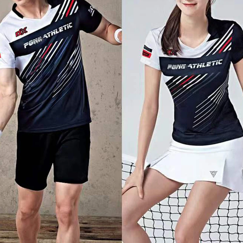Short Sleeve T Shirt Sports Clothes South Korea's tennis suit men's and women's short-sleeved shirts quick dry golf badminton table tennis training clothes team