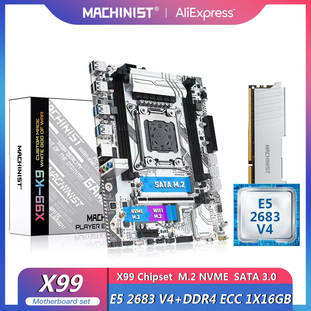 Machinista X99 Kit Placa M e Com Xeon E5 2683 V4 Processador Cpu Lga