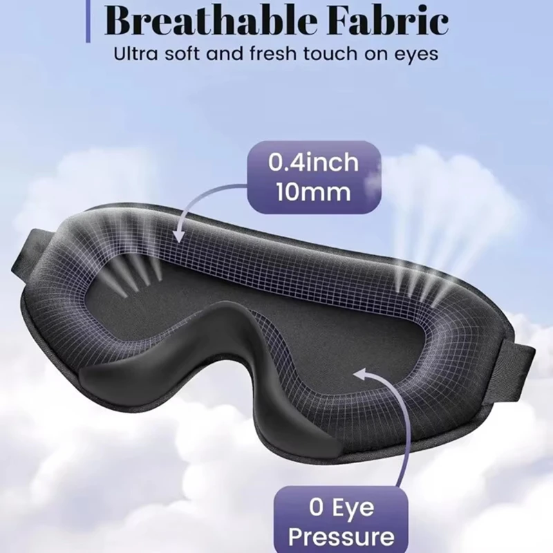 Enhanced Sleep Mask - Ultimate Blackout Comfort with 3D Breathable Design and Adjustable Strap