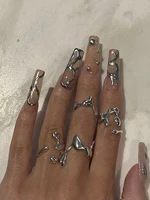 4 قطع الهيب هوب أزياء هندسية قطرة الماء شكل المرأة حلقة مجموعة مهرجان الموسيقى الكرة المجوهرات 1