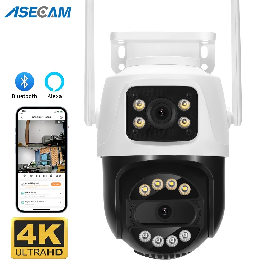 

8MP 4K PTZ Wifi Camera 8X Zoom 12MP Dual Screen Ai Human Detect Auto Tracking CCTV Outdoor Surveillance Camera home iCSee