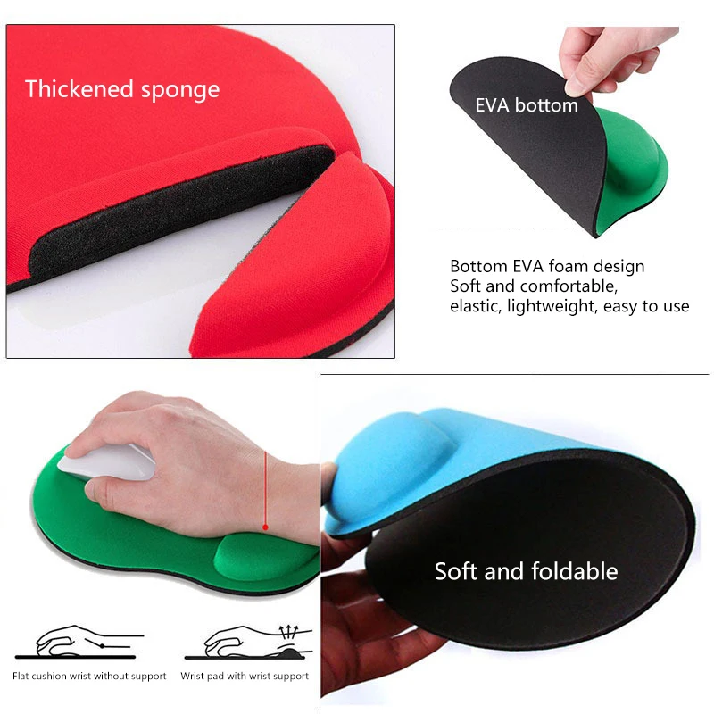 Ergonomic EVA Mouse Pad with Wrist Support – Solid Color Mouse Mat for Comfortable Office Use