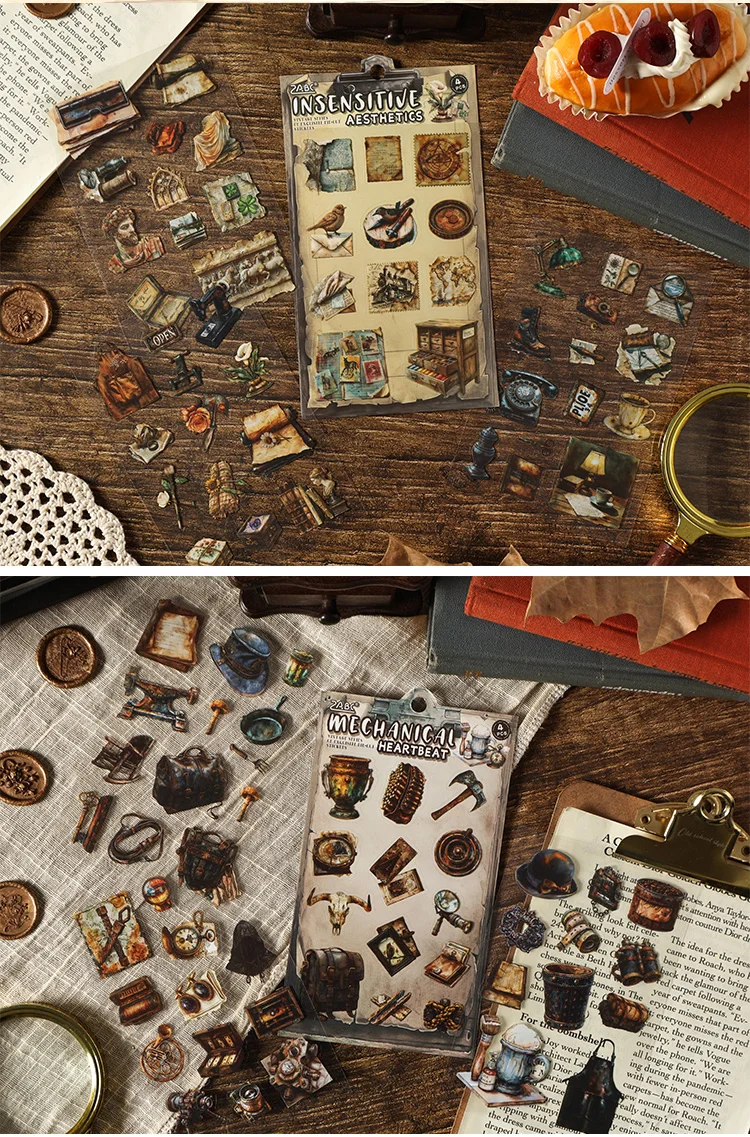 4 teile/paket Vintage Retro objekte PET Aufkleber DIY Dekorative Junk Journal Aufkleber Für Sammelalbum Label Tagebuch Album Planer – Detail 7