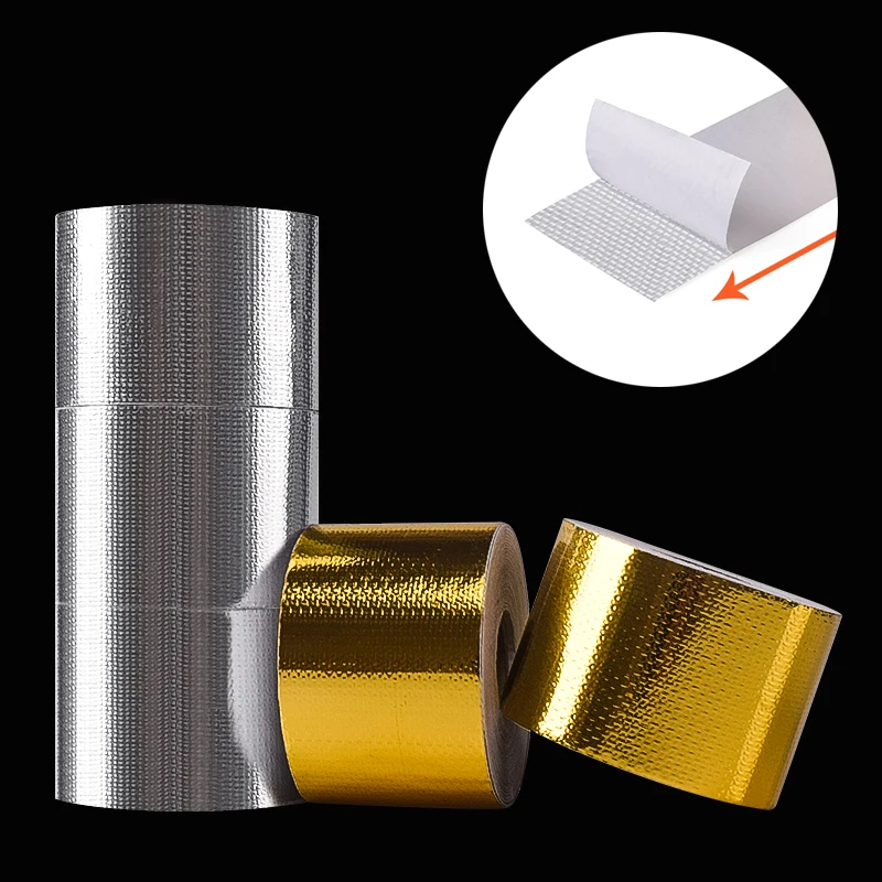 

1pcs Car Thickened Heat Insulation Heat Shield Reflective Aluminum Foil Tape Engine Pipe Cover Auto Temperature Isolated Sticker