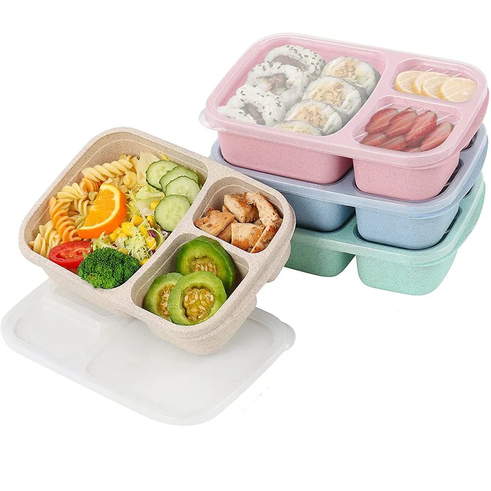 

Bento Lunch Box 3 Compartment Meal Prep Food Containers Lunch Box For Kids Adult Schools Work Travel Durable Storage Containers