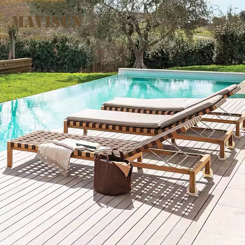Outdoor Lounge Chair Terrace Balcony Leisure Folding Bed Villa Courtyard Teak Rattan Swimming Pool Beach Chair