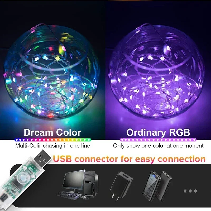Bluetooth-Controlled LED Fairy Lights - Color-Changing String Lights for Indoor and Outdoor Decor