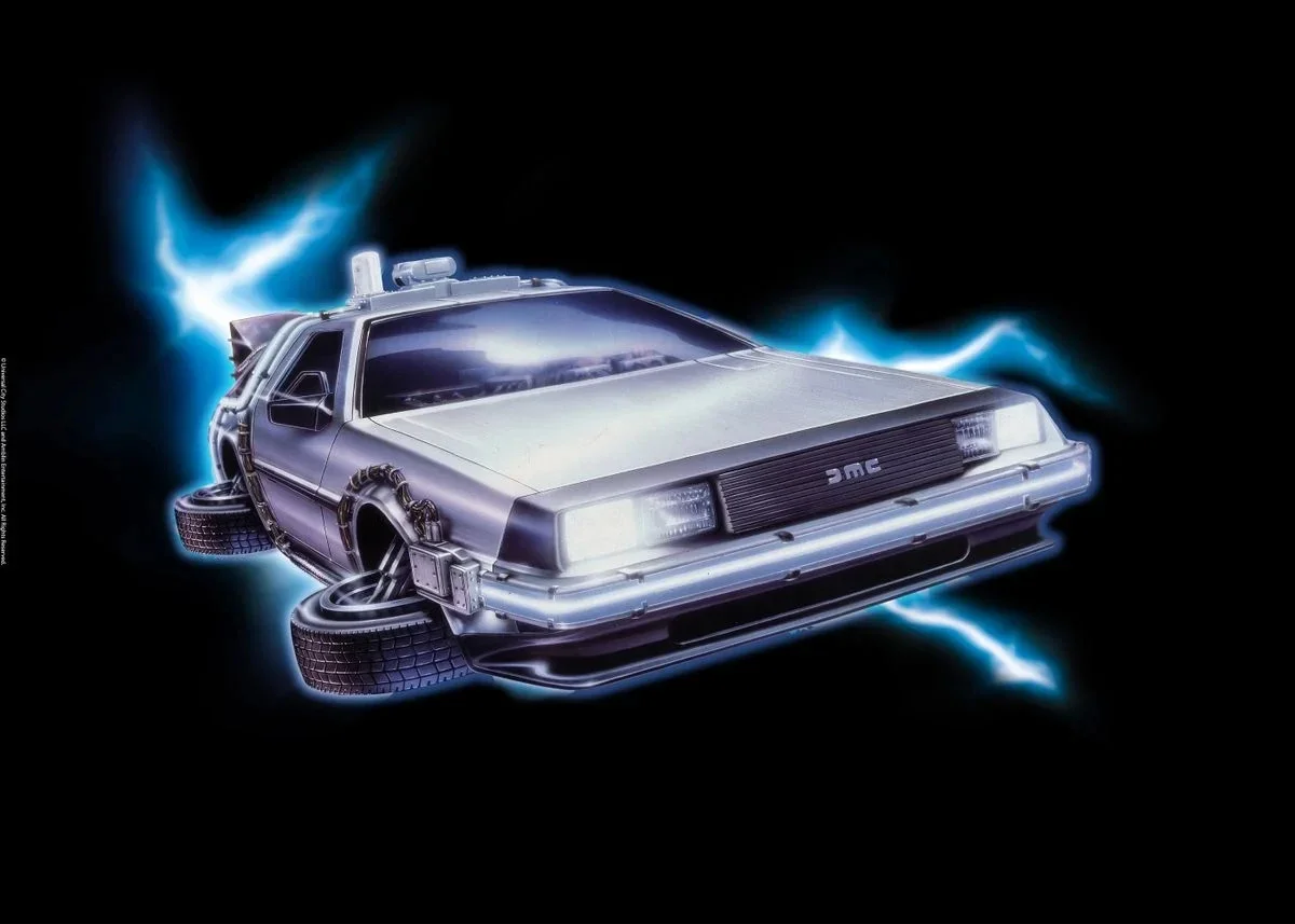 Pósteres de coches modernos DeLorean DMC 12 de Regreso al futuro de 1985, pinturas en lienzo en alta definición, cuadros de pared para decoración de sala de estar