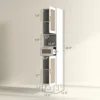 Homcom Tall Bathroom Storage Cabinet with Rattan Doors, Freestanding Bathroom Cabinet with Open Shelf, Drawer, White 4