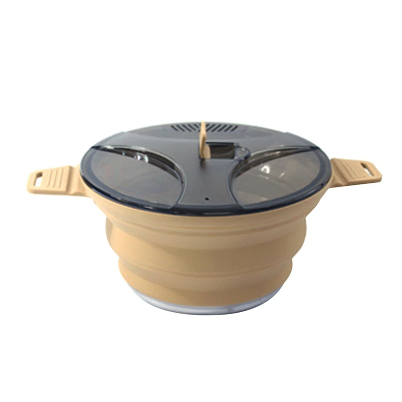 

1 PCS Silicone Folding Camping Kettle Pan Pot Portable Collapsible Heat Resistant Cookware Pot For Outdoor Hiking Khaki