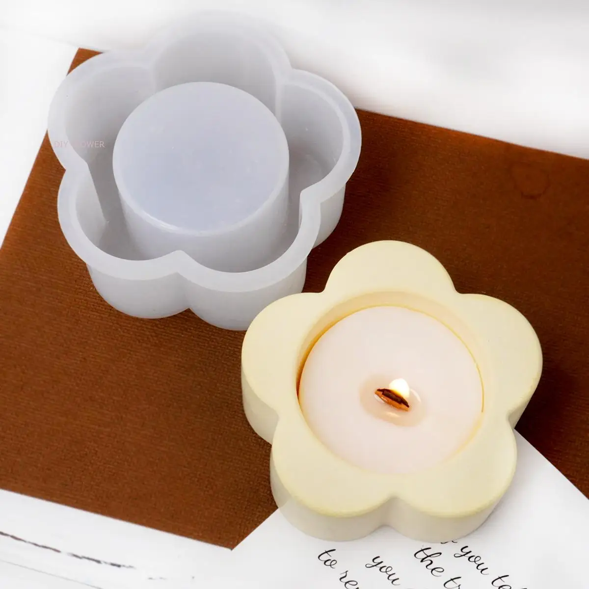 Plum blossom Shape Plaster Candle Jar Silicone Mold Scented Candlestick Succulent Culture Containers Flower Pot Crafts