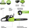 Greenworks 80V 18"" Brushless Cordless Chainsaw (Great For Tree Felling, Limbing, Pruning, And Firewood) / 75+ Compatible 2