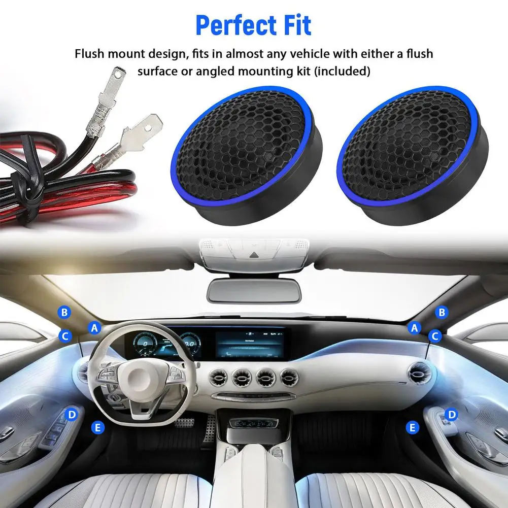 2pcs Car Dome Tweeters 92DB Sensitivity High Frequency Audiophile Horn Audio Speaker Modified Accessories