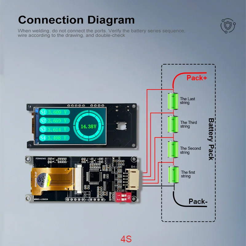 Heltec 4S 6S 8S Batteriespannungstester für Li-Ion-, LiFePO4- und LTO-Packs, Einzelzellen- und Serien-Spannungsmonitor – Detail 10