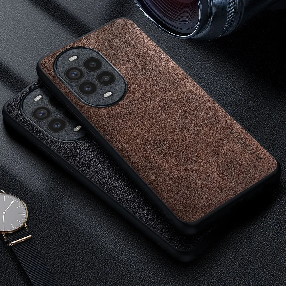 Premium Luxury Leather Phone Case - Retro Business Style Solid Color Cover