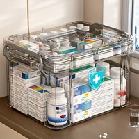 Multifunctional Plastic All-in-One Medicine Organizer – Transparent Water-Resistant Medical Storage Box, Medication Container