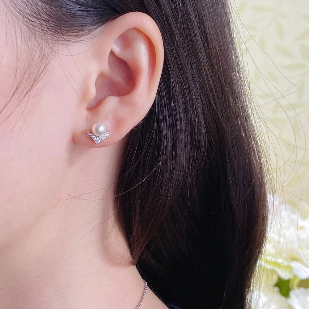 JOSEPHINE AIGRETTE Jewelry Brand Series Platinum Heart shaped Pearl Earrings for Women's Luxury Engagement Gift