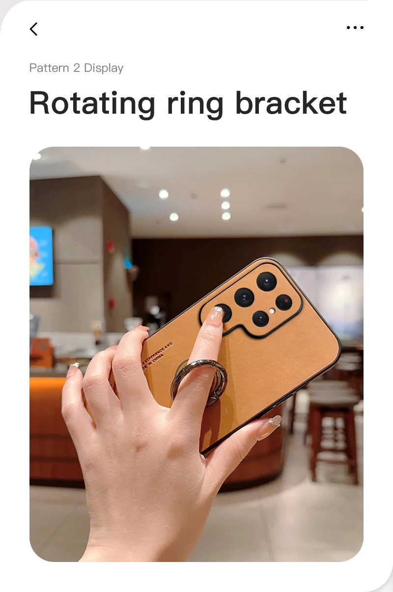 Samsung S24 Ultra Sheepskin Leather Magnetic Ring Stand Holder Case For Galaxy S23 Plus S21 FE Matte Lens Protection_voghion.com