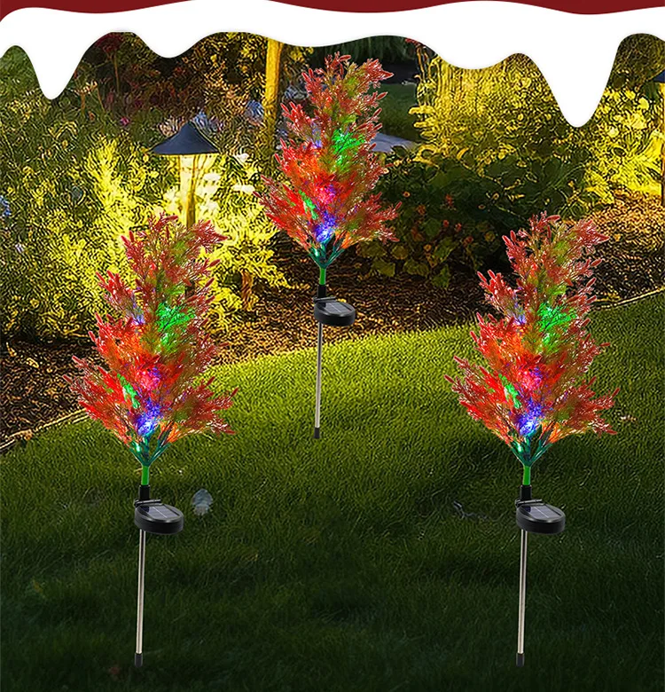 Christmas Cypress Solar Pine Lights Garden Ground Light Stake Decor Lamp Waterproof Outdoor Floral Ambiance Lighting