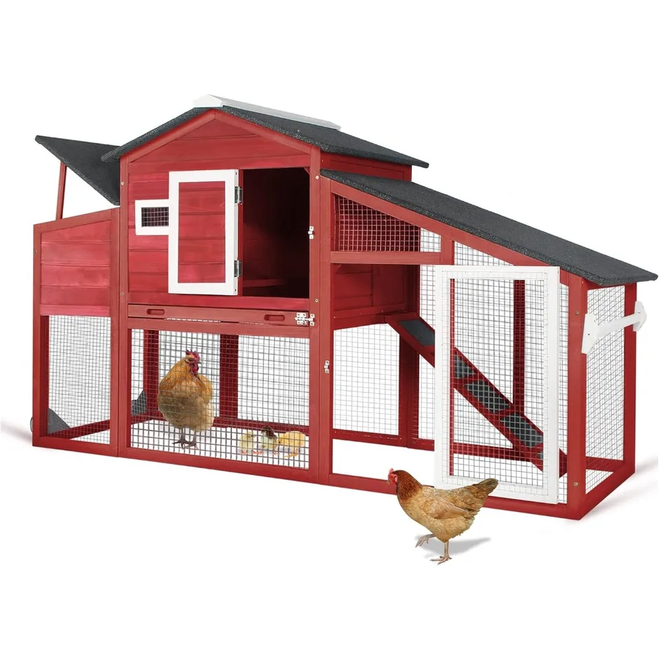 Large Waterproof Wooden Chicken Coop with Wheels
