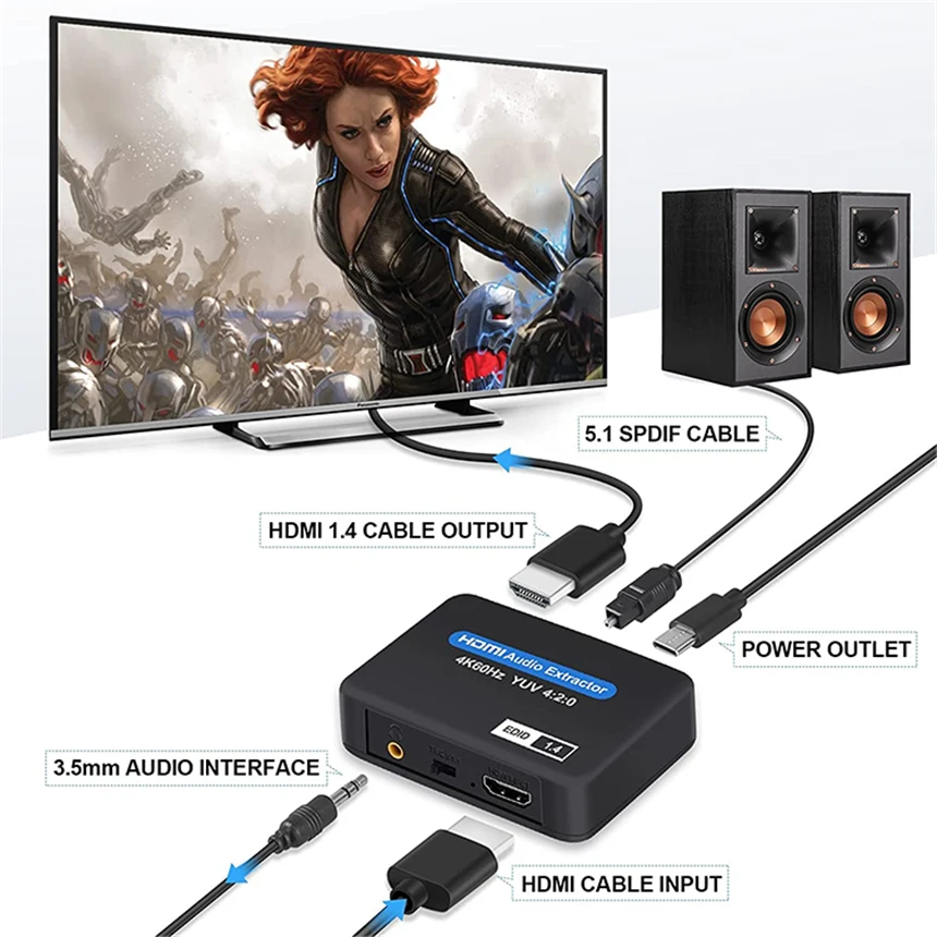 Hdmi áudio Adaptador A Hdmi Extractor De Audio HDMI 4K 60Hz 4K