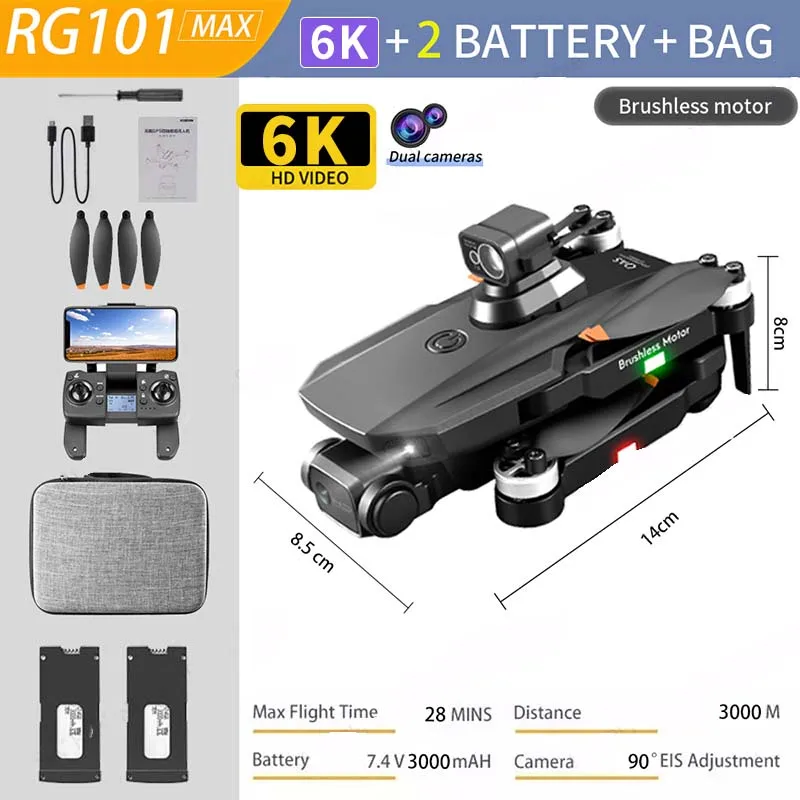 2022 NEW RG101 MAX GPS Drone 6K Professional Dual HD Camera FPV 800m Aerial Photography Brushless Motor Foldable Quadcopter Toys color changing nee dohs Squeeze Toys