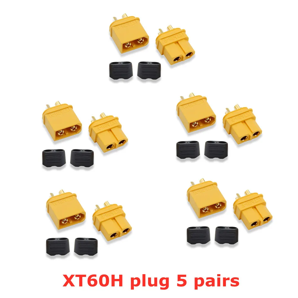 ECSiNG 2 Set XT60 Plug Kit XT60E-F Female Panel Mount XT60H-M Male With Black Rubber Cap And Screws For RC FPV Drone Lipo Battery Aircraft Drone Accessories