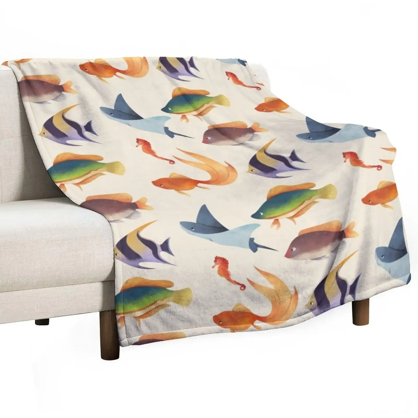 

School Of Fish Throw Blanket Loose christmas decoration Blankets