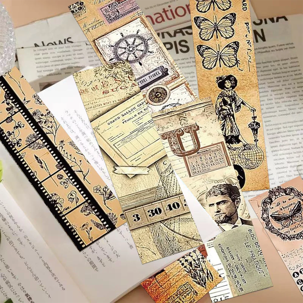 30pcs vintage nostalgic bookmarks students reading books labeling office supplies page markers cards decoration DIY message card