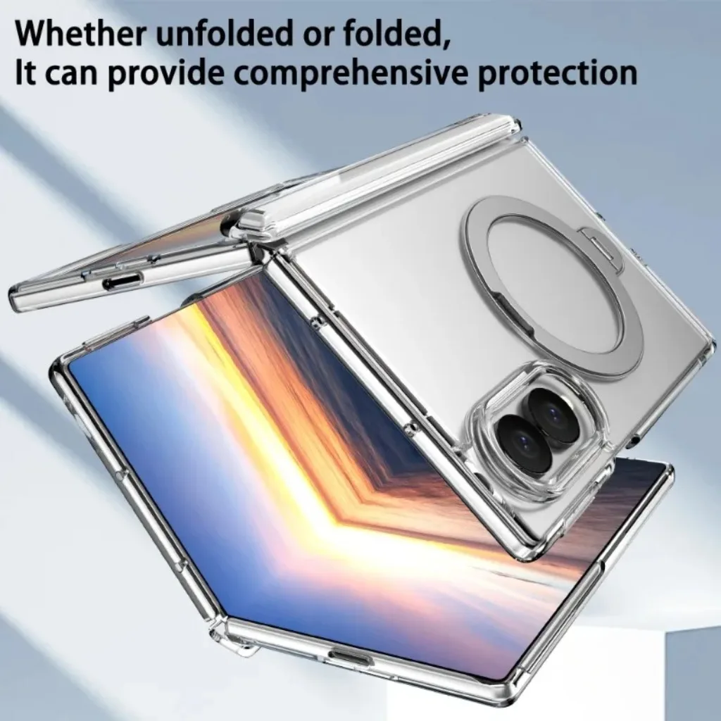 360° Rotating Magnetic Ring Holder Case with Front Tempered Film Cover