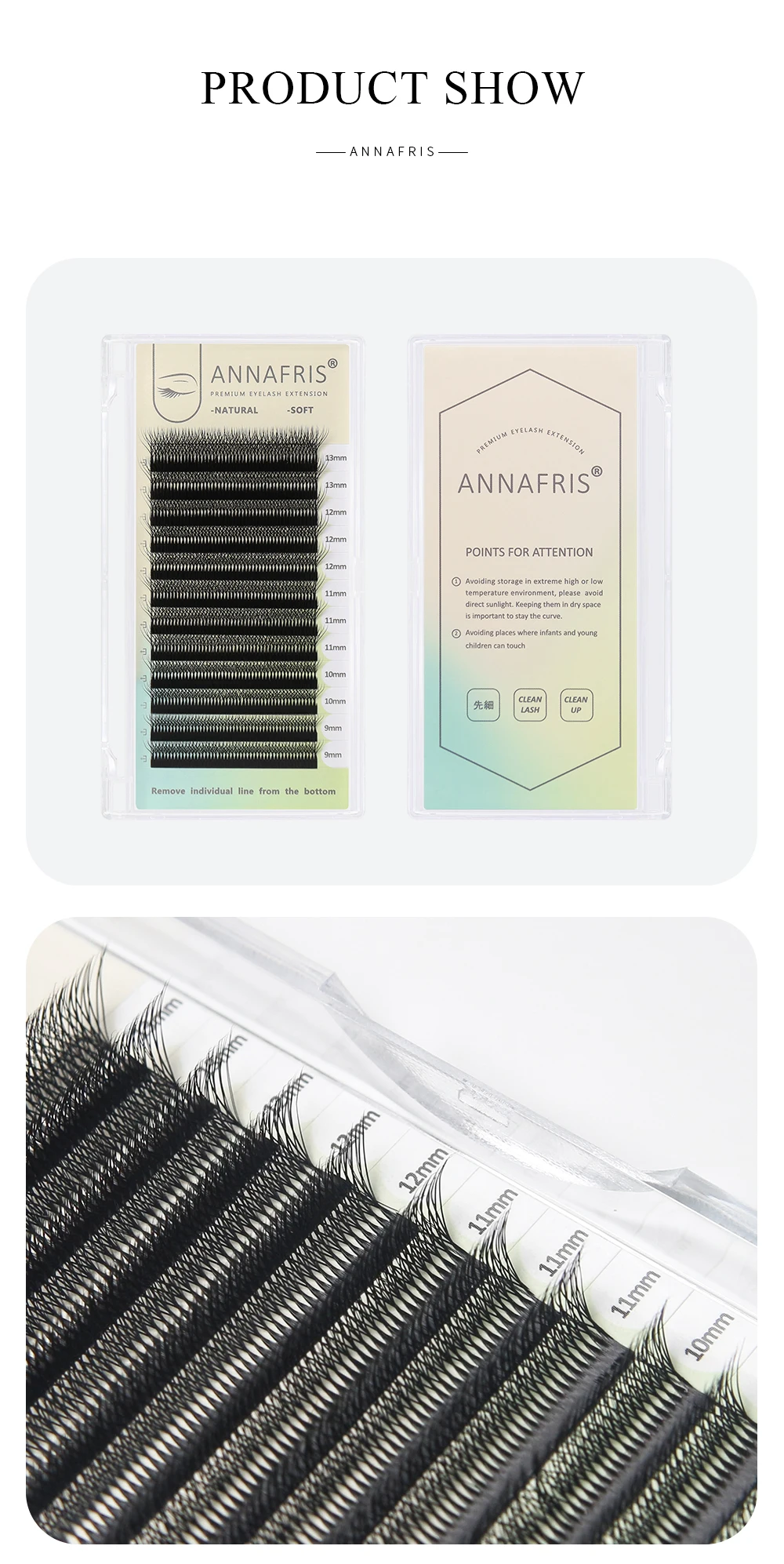 Annafris 3d 4d 5d w Wimpern verlängerung 2 Tipps 5d w Form Wimpern vorgefertigtes Volumen einfach Fan natürliche weiche falsche Wimpern – Detail 9