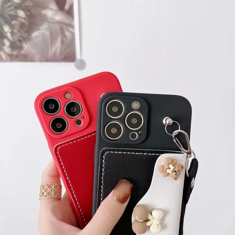 Enhanced Crossbody Leather Lanyard Silicone Wallet Case with Card Holder