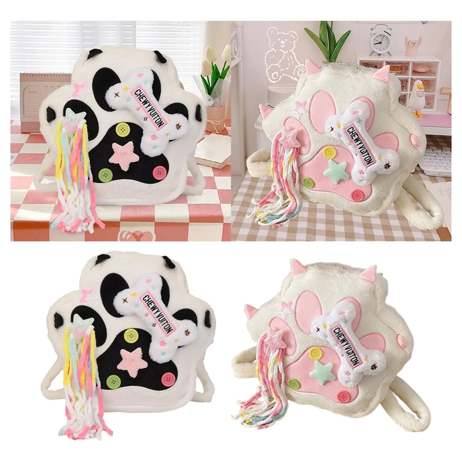 Animal Cartoon Backpack Soft Versatile Travel Portable Cat Paw Shaped School Bag Fashionable Cute Detachable Strap Student Bag 3