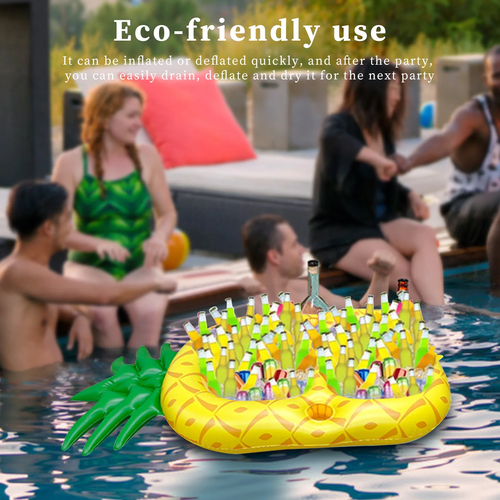 Inflatable Pool Party Food Tray Multi-hole PVC Beverage Bottle Holder Tray Reusable Foldable Leakproof Swimming Pool Accessories