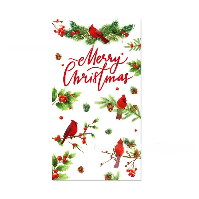 20 Stück 33 x 40 cm 2-lagige weihnachtliche lange bunte bedruckte Servietten Weihnachts-Vogel- und Tannenzapfen-bedruckte Party-Dekorationspapier-Tischsets – Detail 5