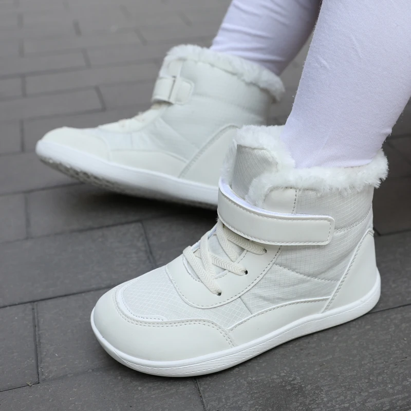 Children Wide Toe Barefoot Snow Boots Boys Girls Minimalist Warm Sneakers for Toddlers/Mid/Old Children Winter