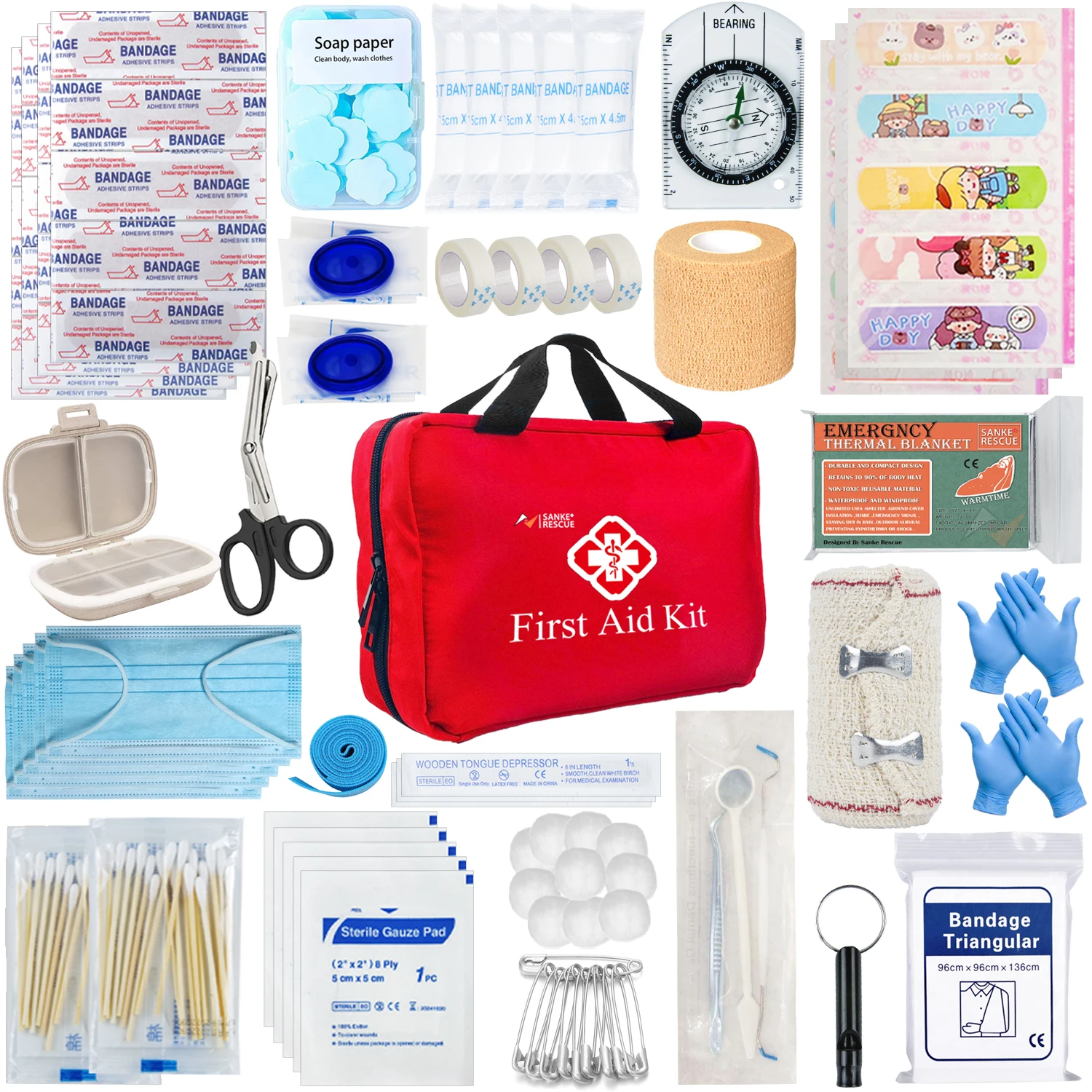 100 Piece First Aid Kit in Waterproof Red Dry Sack - First Aid Kits