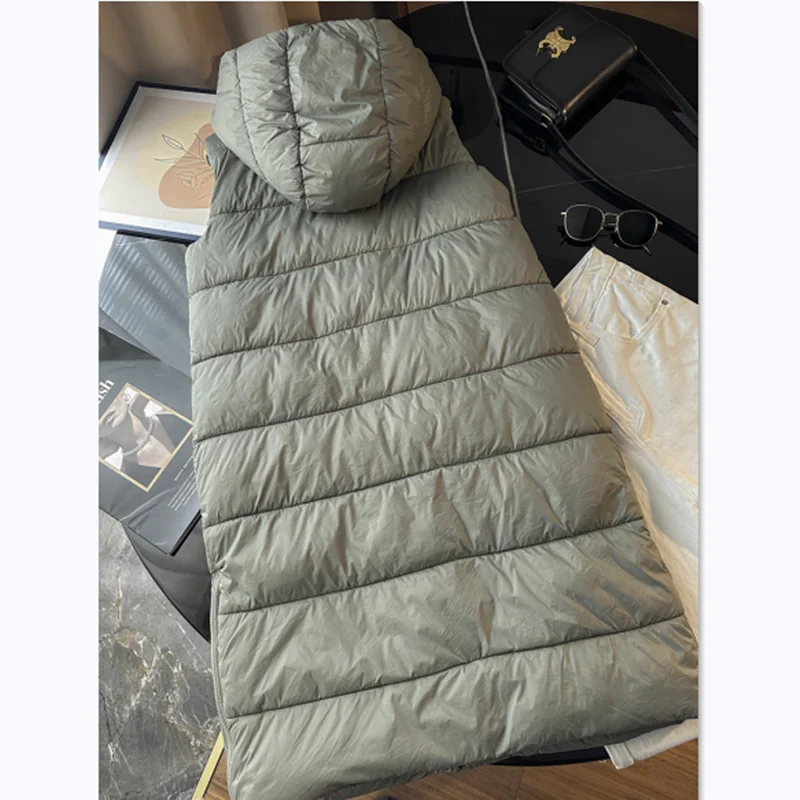 Very Thick Spring Winter Hooded Warm Women's Medium Length Cotton Vest Outdoor Trekking Camping Travel Waistcoat Tooling Working