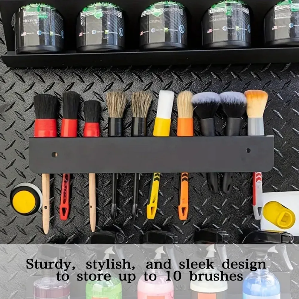 Detailing Brush Holder-Organizer for 10 Car Detailing Brushes, Lightweight Design,Easy Wall Mounting for Auto Supplies