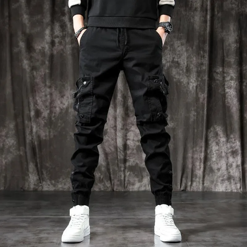Pantalon cargo style américain pour pêche - Multiples poches noir loose pêche urbaine