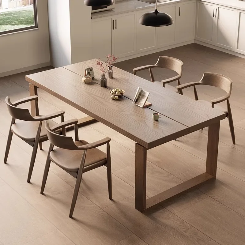 Ash wood Mobian dining table All solid wood Japanese log home eating table Living room large long desk workbench
